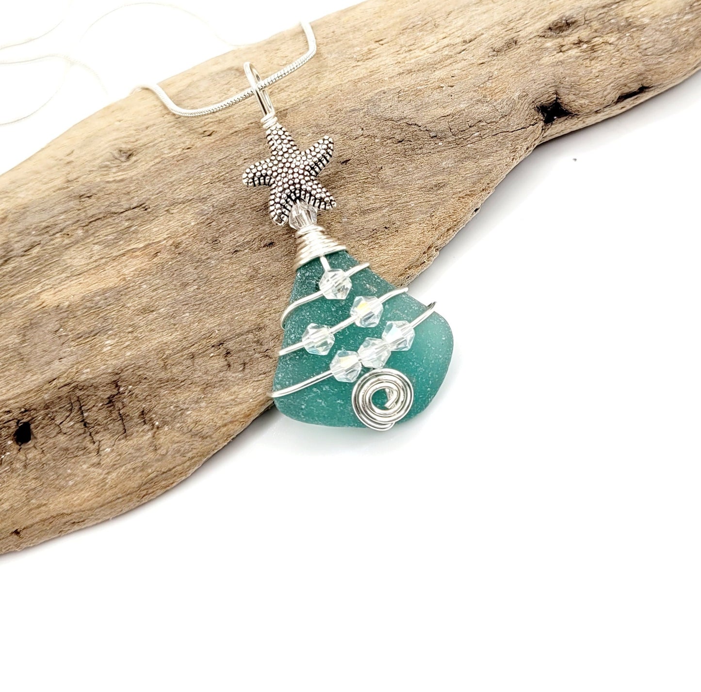 Genuine Sea Glass Christmas Tree Pendant/Sea Glass Christmas Tree Ornament/Coastal Ornament/Beach Decor/60