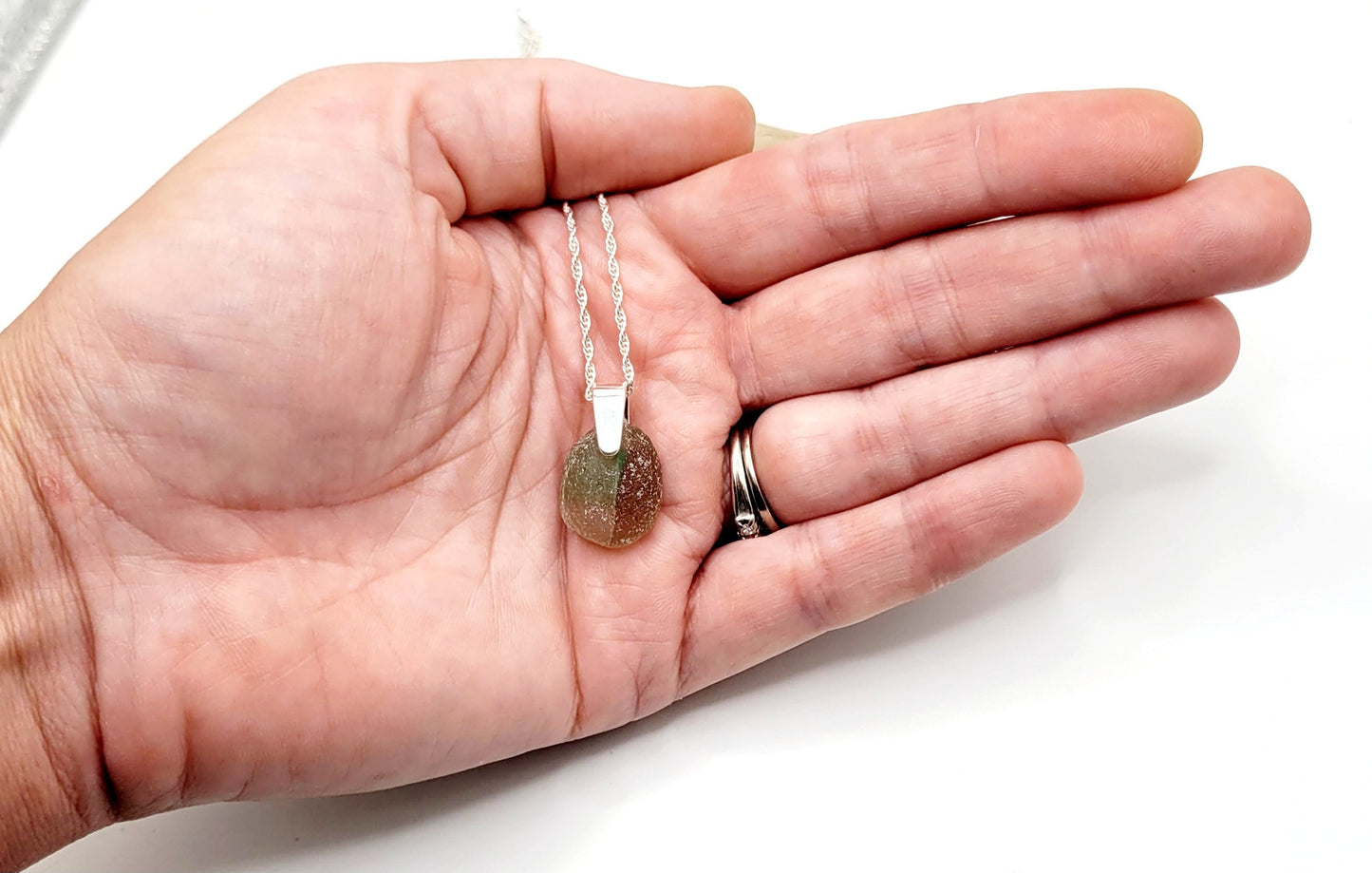 Genuine Sea Glass/Very Rare Art Glass Sea Glass/Sea Glass and Sterling Silver Necklace/Art Sea Glass Pendant/Genuine Sea Glass Jewelry/201