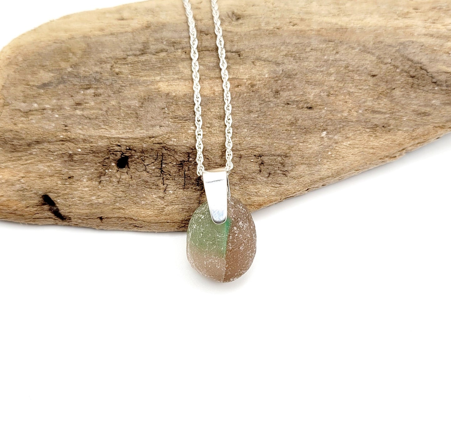 Genuine Sea Glass/Very Rare Art Glass Sea Glass/Sea Glass and Sterling Silver Necklace/Art Sea Glass Pendant/Genuine Sea Glass Jewelry/201