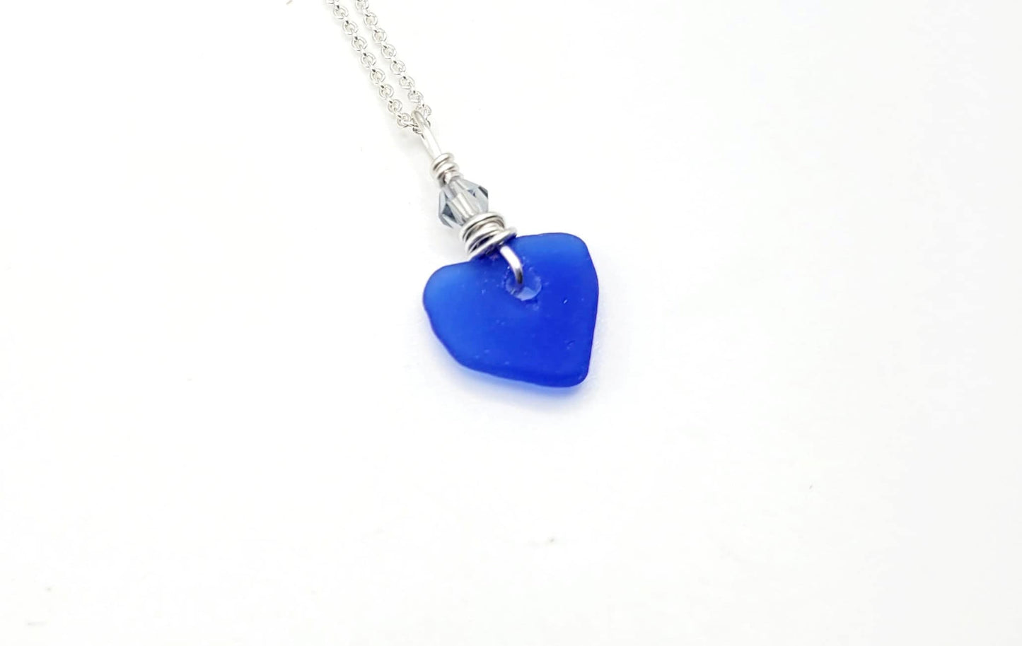 Tiny Genuine Sea Glass Pendant/Heart Sea Glass Pendant/Natural Sea Glass /Anniversary Gift/Gift for her/Unique Gift/Sterling Silver/218