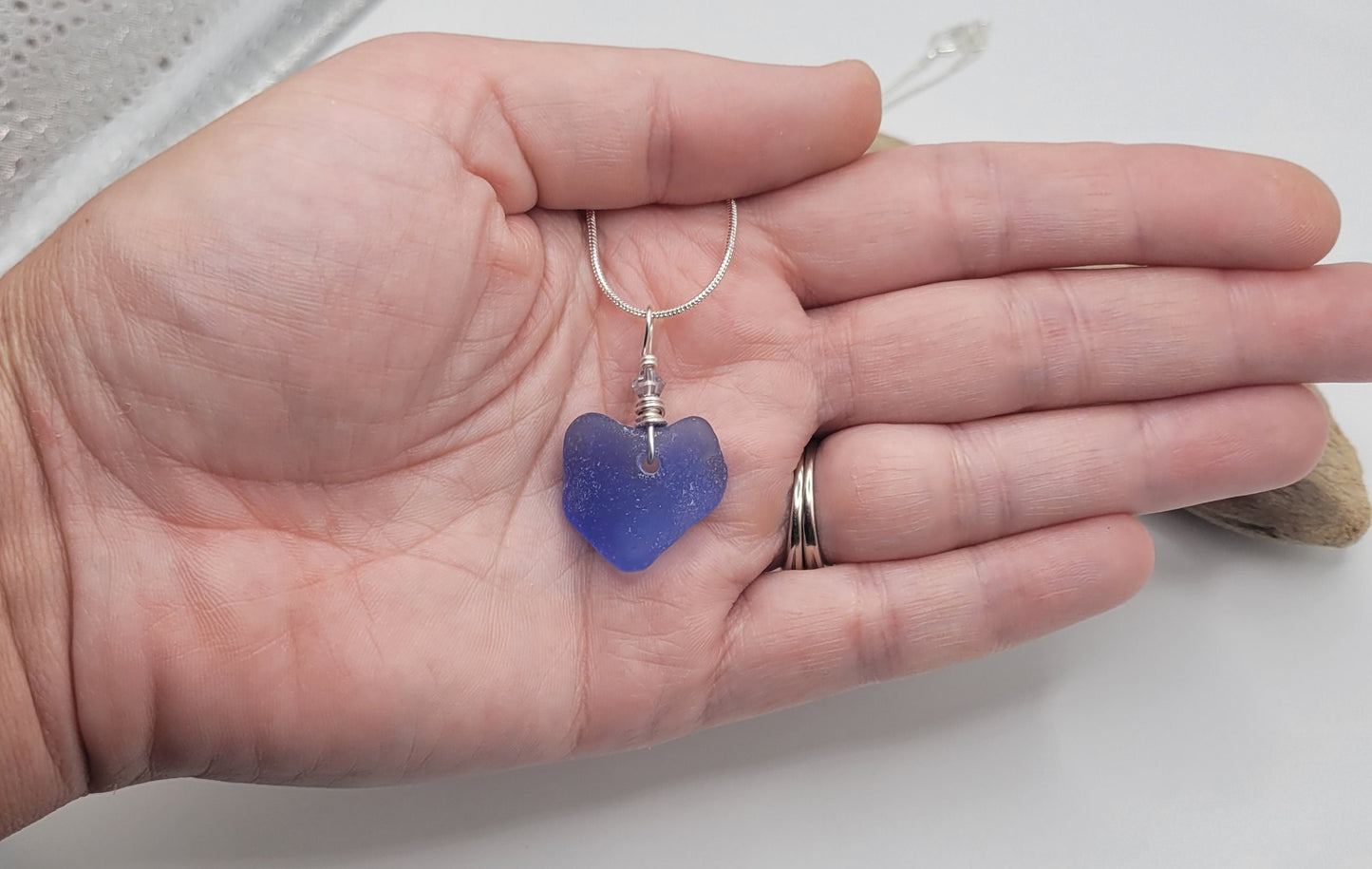 Genuine Sea Glass Pendant/Heart Sea Glass Pendant/Natural Heart Sea Glass Pendant/Anniversary Gift/Gift for her/Unique Gift/216