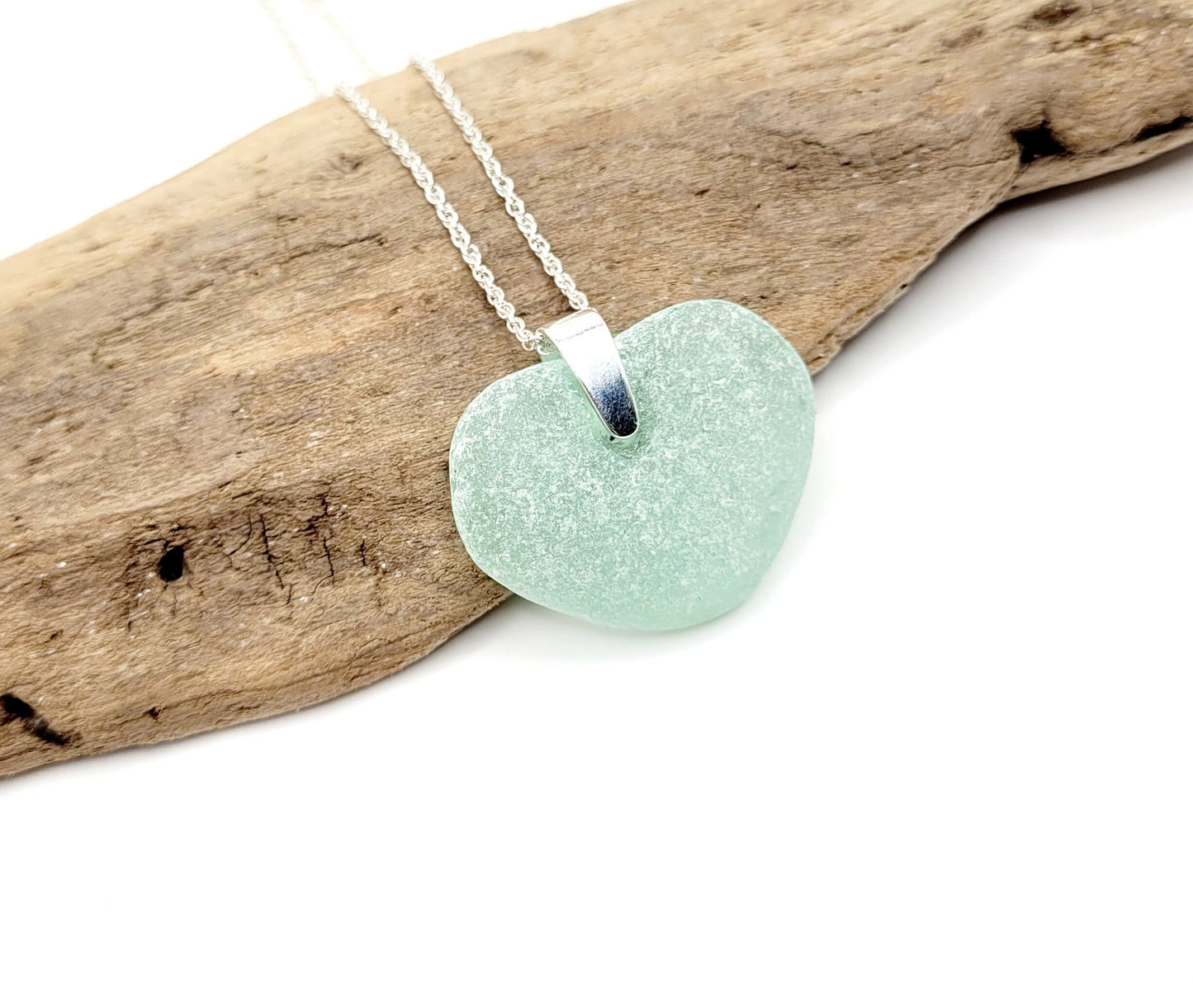 Genuine Sea Glass Pendant/Heart Sea Glass Pendant/Natural Heart Sea Glass Pendant/Anniversary Gift/Gift for her/Unique Gift/209