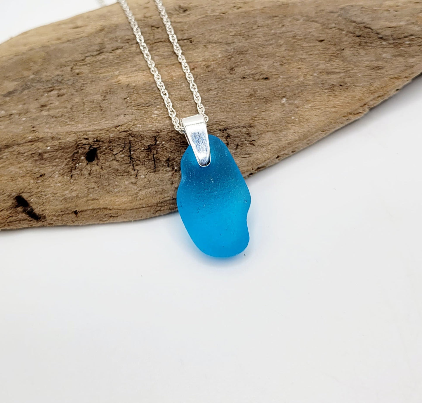 Rare Turquoise Genuine Sea Glass/Sea Glass and Sterling Silver Necklace/Turquoise Glass Sea Glass Pendant/Genuine Sea Glass Jewelry/207