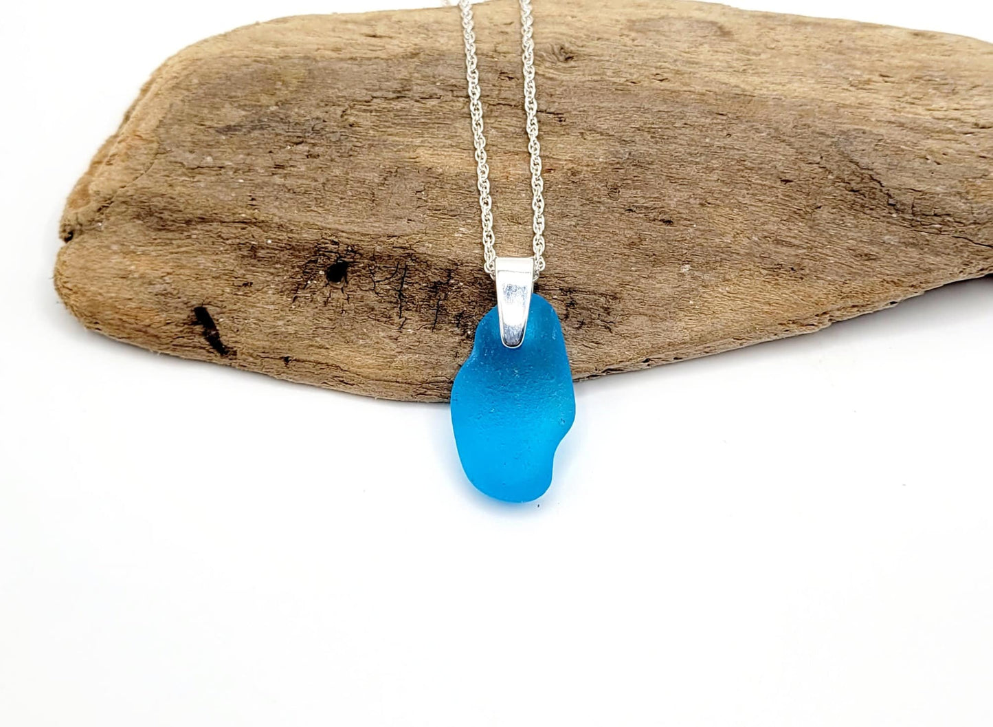 Rare Turquoise Genuine Sea Glass/Sea Glass and Sterling Silver Necklace/Turquoise Glass Sea Glass Pendant/Genuine Sea Glass Jewelry/207