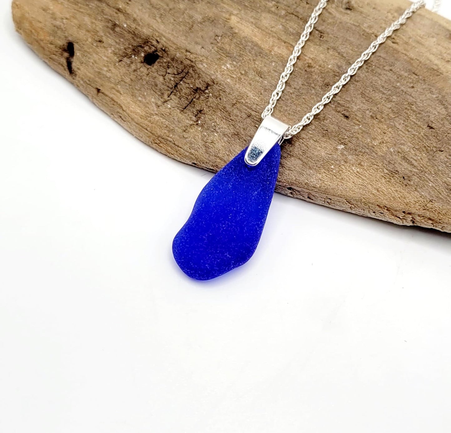 Rare Cobalt Blue Genuine Sea Glass/Sea Glass and Sterling Silver Necklace/Cobalt Glass Sea Glass Pendant/Genuine Sea Glass Jewelry/205