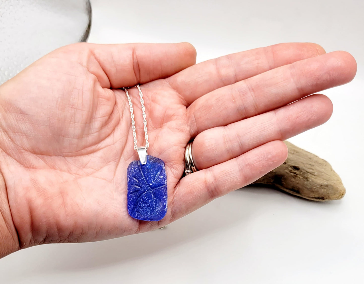 Rare Cobalt Blue Genuine Sea Glass/Sea Glass and Sterling Silver Necklace/Cobalt Glass Sea Glass Pendant/Genuine Sea Glass Jewelry/206