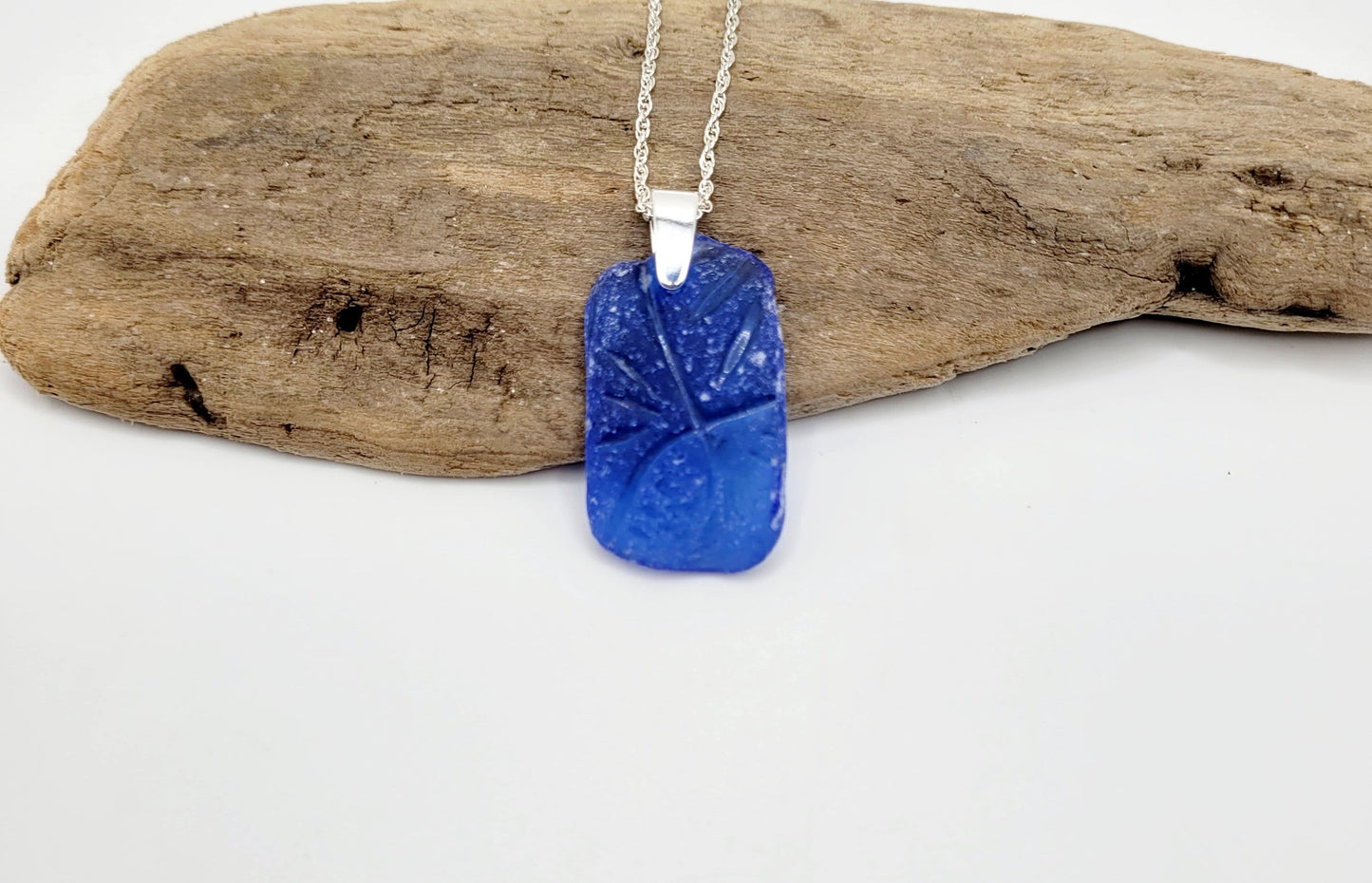 Rare Cobalt Blue Genuine Sea Glass/Sea Glass and Sterling Silver Necklace/Cobalt Glass Sea Glass Pendant/Genuine Sea Glass Jewelry/206