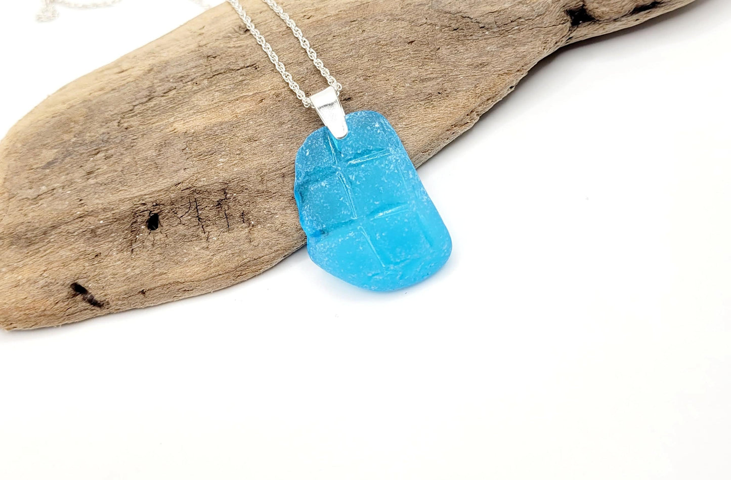 Rare Turquoise Genuine Sea Glass/Sea Glass and Sterling Silver Necklace/Turquoise Glass Sea Glass Pendant/Genuine Sea Glass Jewelry/203