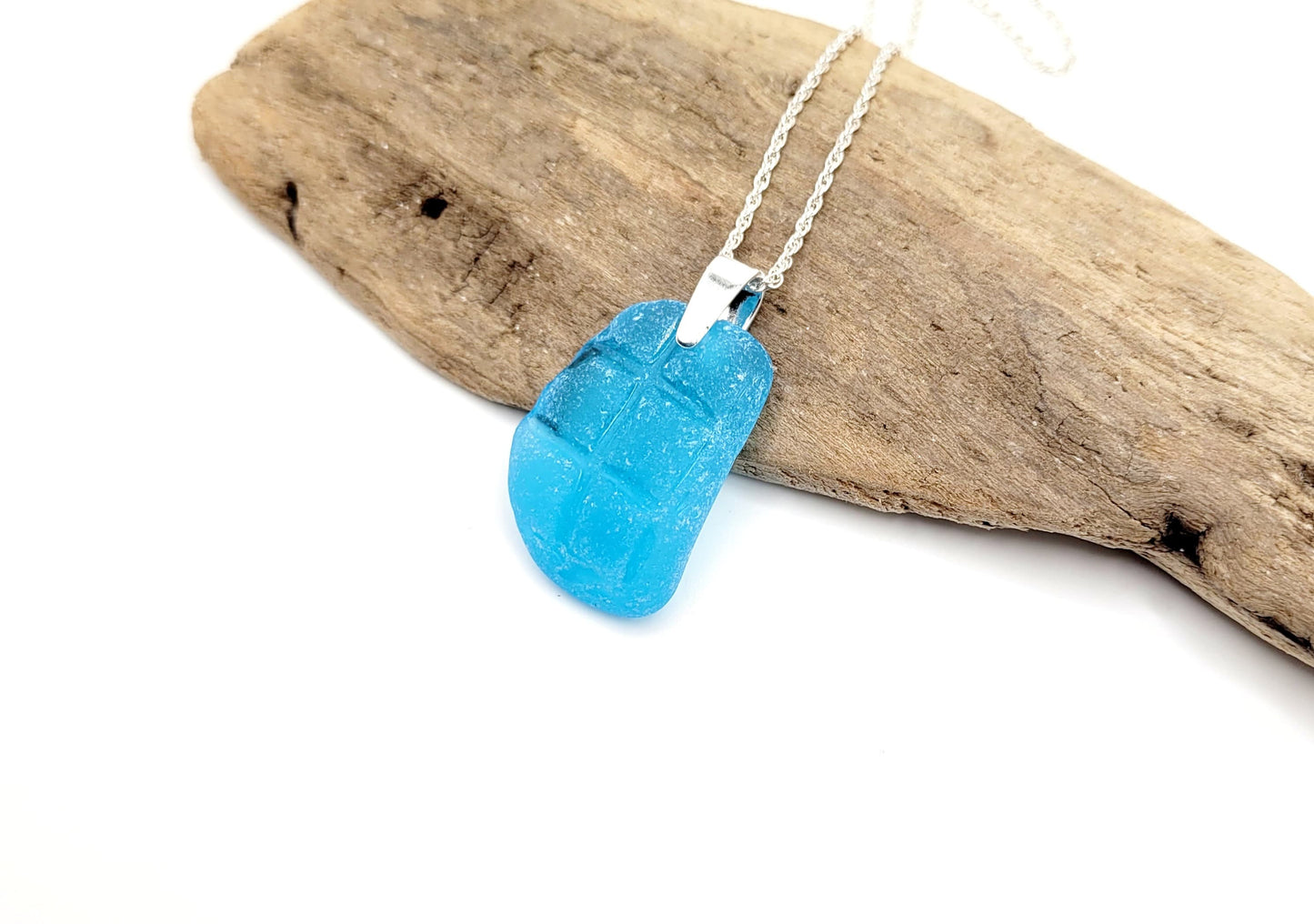 Rare Turquoise Genuine Sea Glass/Sea Glass and Sterling Silver Necklace/Turquoise Glass Sea Glass Pendant/Genuine Sea Glass Jewelry/203