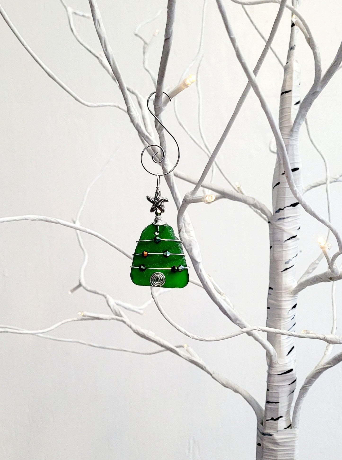 Genuine Sea Glass Christmas Tree Pendant/Sea Glass Christmas Tree Ornament/Coastal Ornament/Beach Decor/75