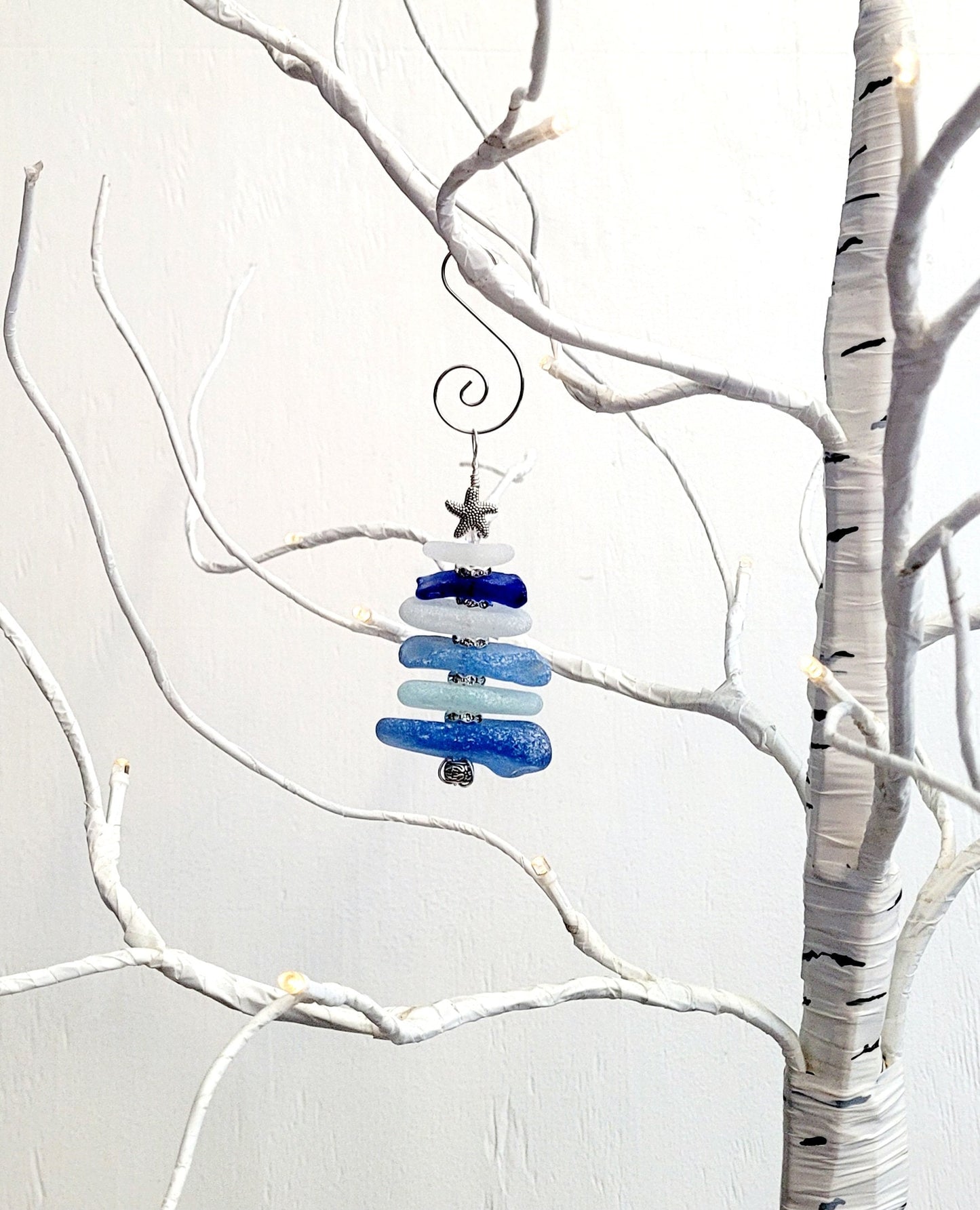 Sea Glass Christmas Tree Ornament/Sea Glass Pine Tree Ornament/Genuine Sea Glass Tree Ornament/297