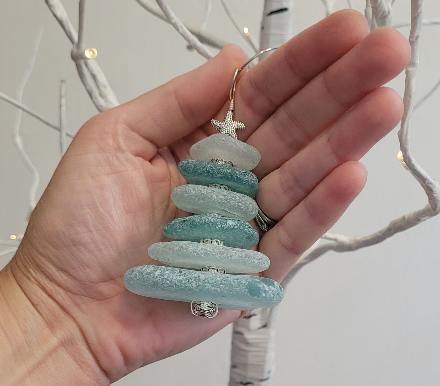 Sea Glass Christmas Tree Ornament/Sea Glass Pine Tree Ornament/Genuine Sea Glass Tree Ornament/296