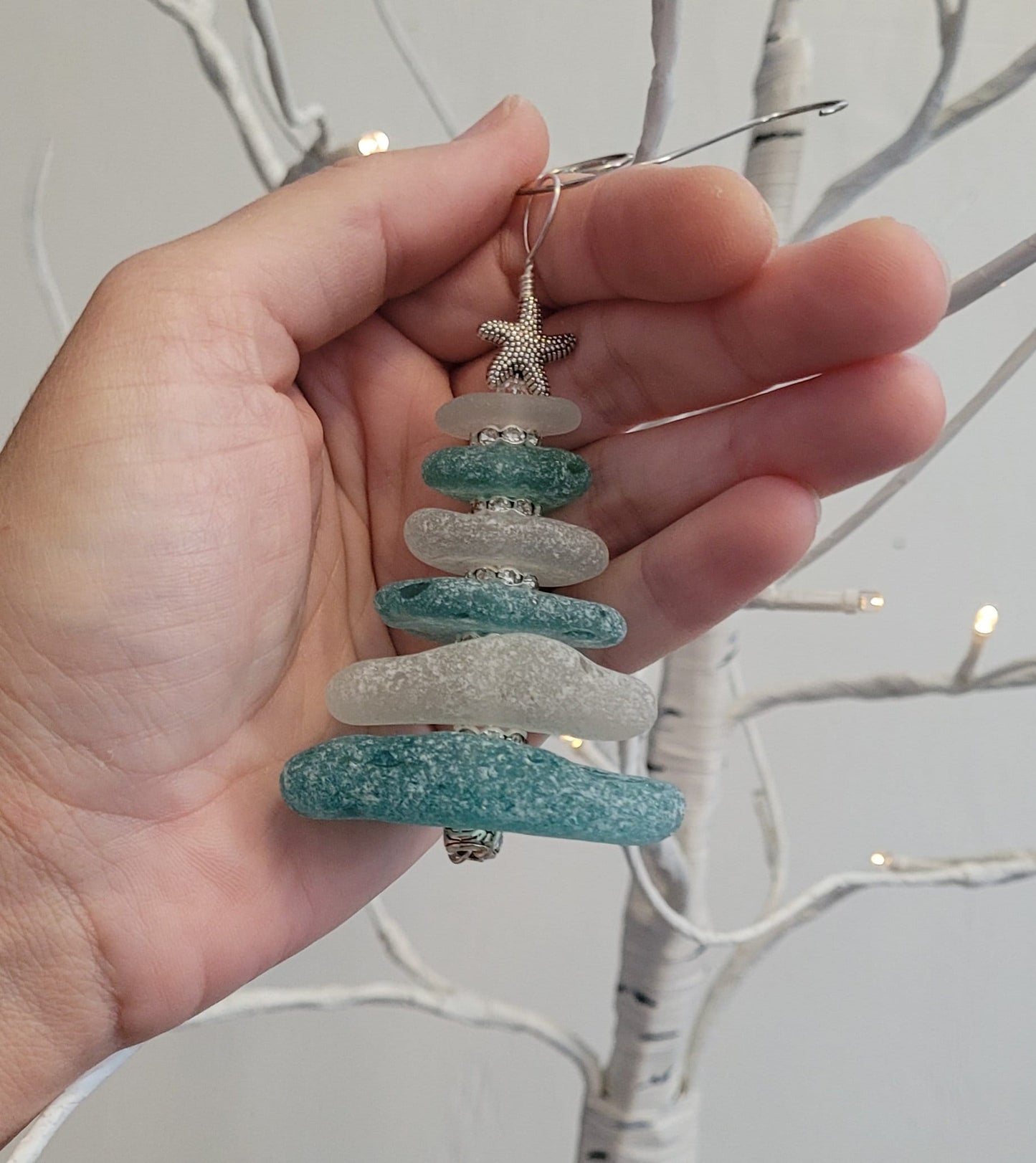 Sea Glass Christmas Tree Ornament/Sea Glass Pine Tree Ornament/Genuine Sea Glass Tree Ornament/292