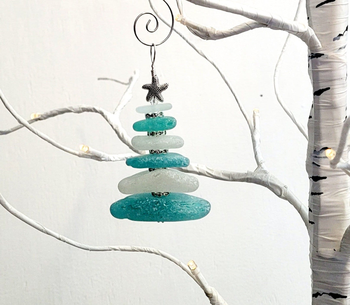 Sea Glass Christmas Tree Ornament/Sea Glass Pine Tree Ornament/Genuine Sea Glass Tree Ornament/292