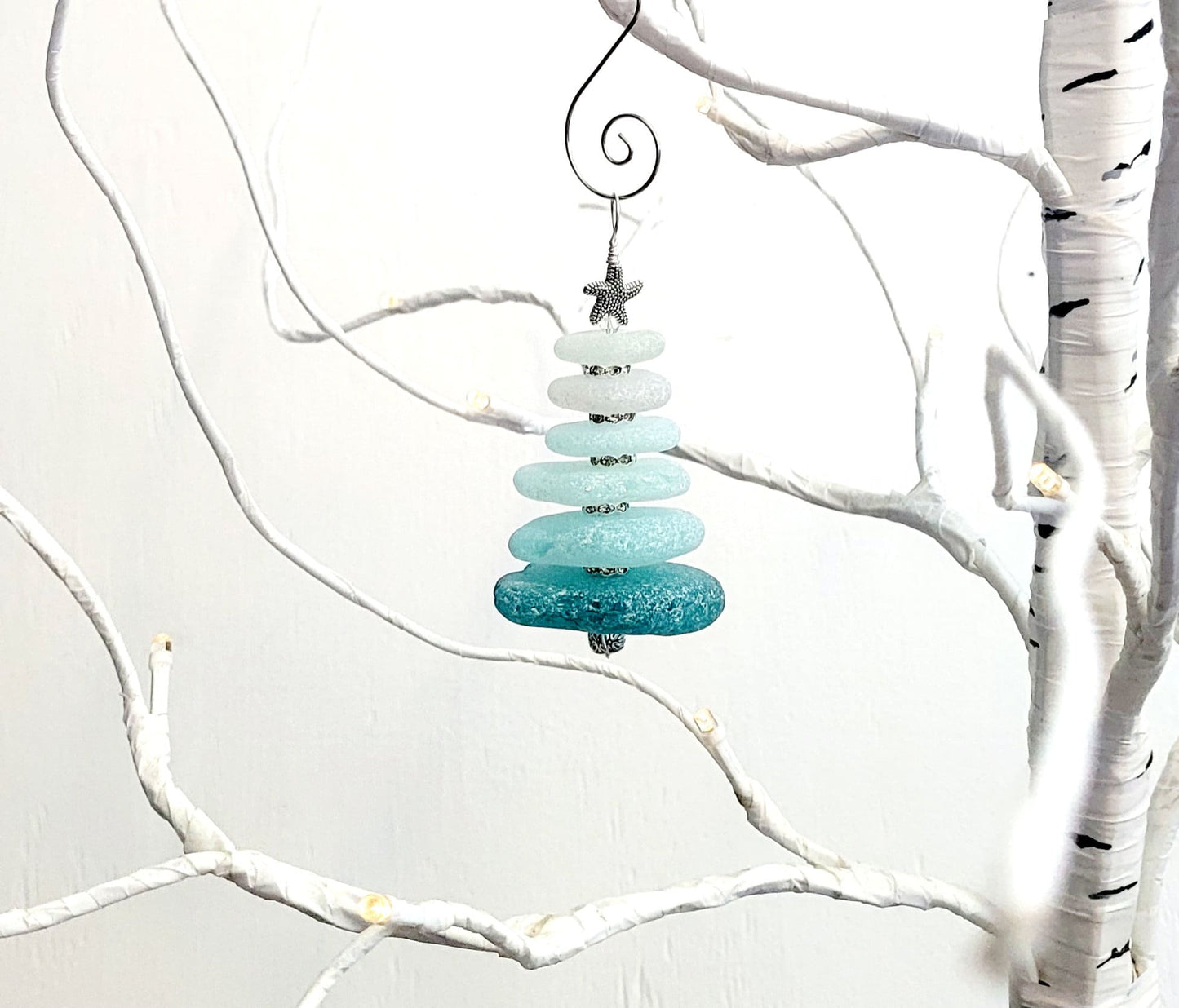 Sea Glass Christmas Tree Ornament/Sea Glass Pine Tree Ornament/Genuine Sea Glass Tree Ornament/295