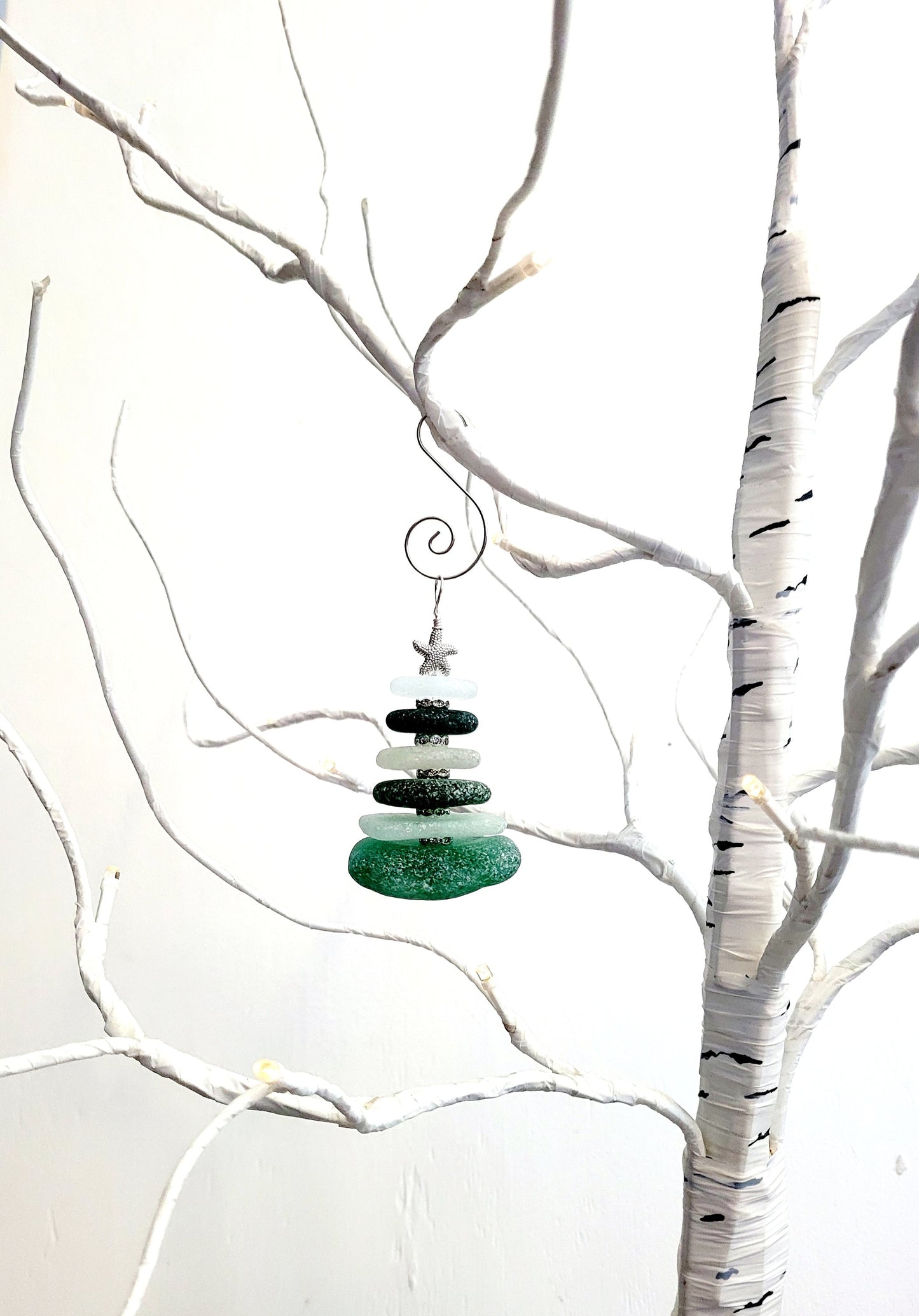 Sea Glass Christmas Tree Ornament/Sea Glass Pine Tree Ornament/Genuine Sea Glass Tree Ornament/294