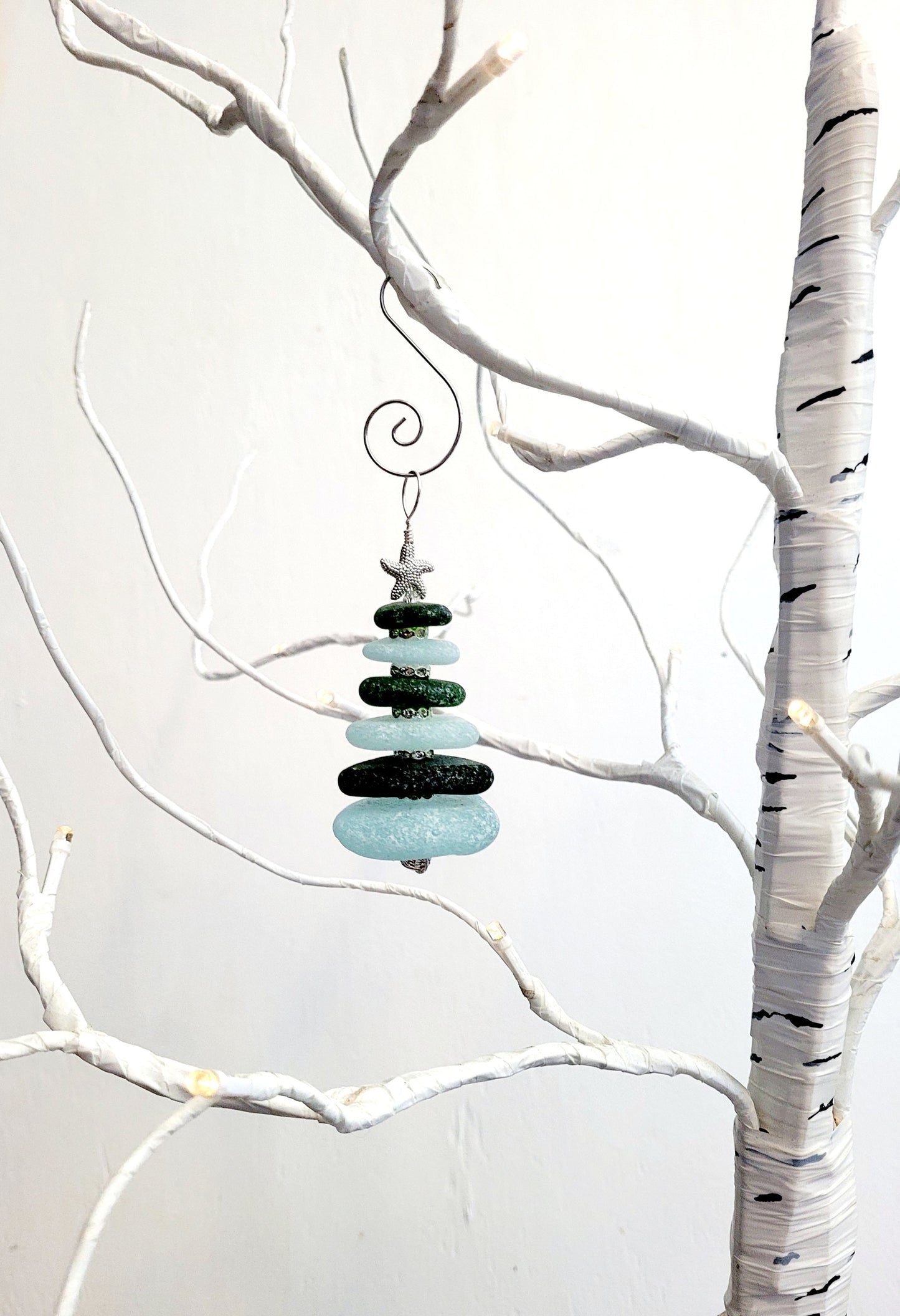 Sea Glass Christmas Tree Ornament/Sea Glass Pine Tree Ornament/Genuine Sea Glass Tree Ornament/293