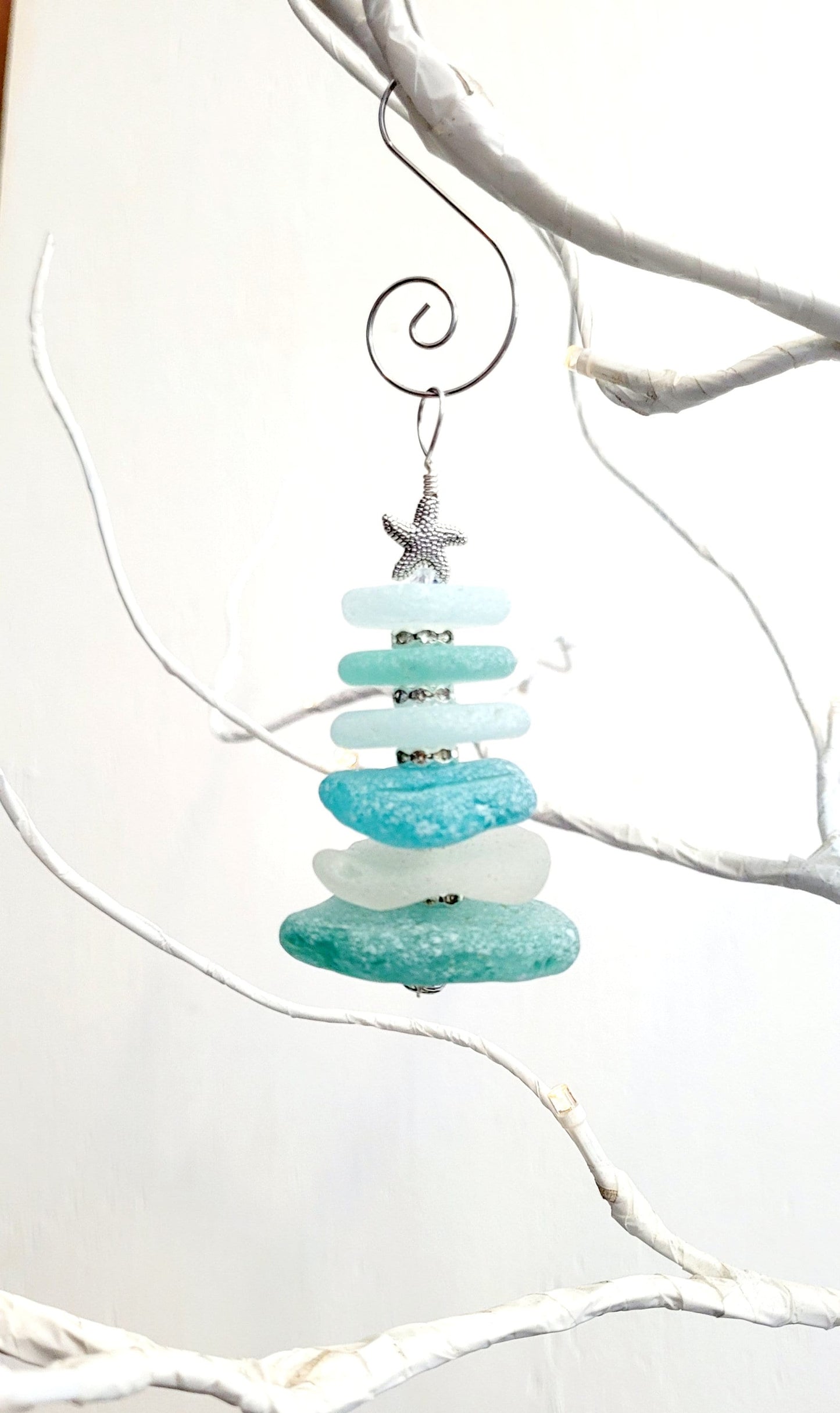 Sea Glass Christmas Tree Ornament/Sea Glass Pine Tree Ornament/Genuine Sea Glass Tree Ornament/290