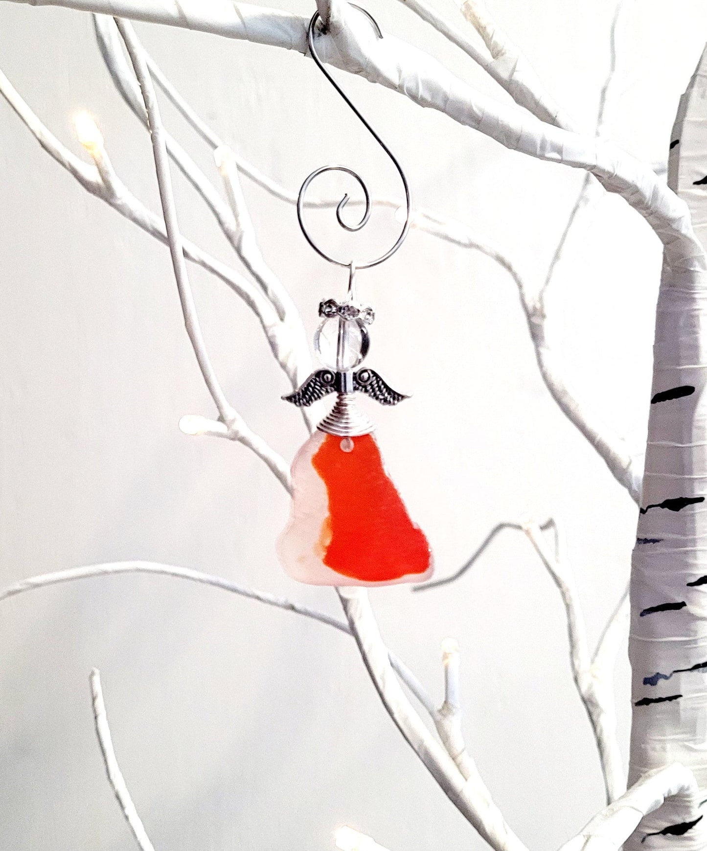 Genuine Sea Glass Angel/Red Sea Glass Sun Catcher/Angel Car Charm/Angel Pendant/193