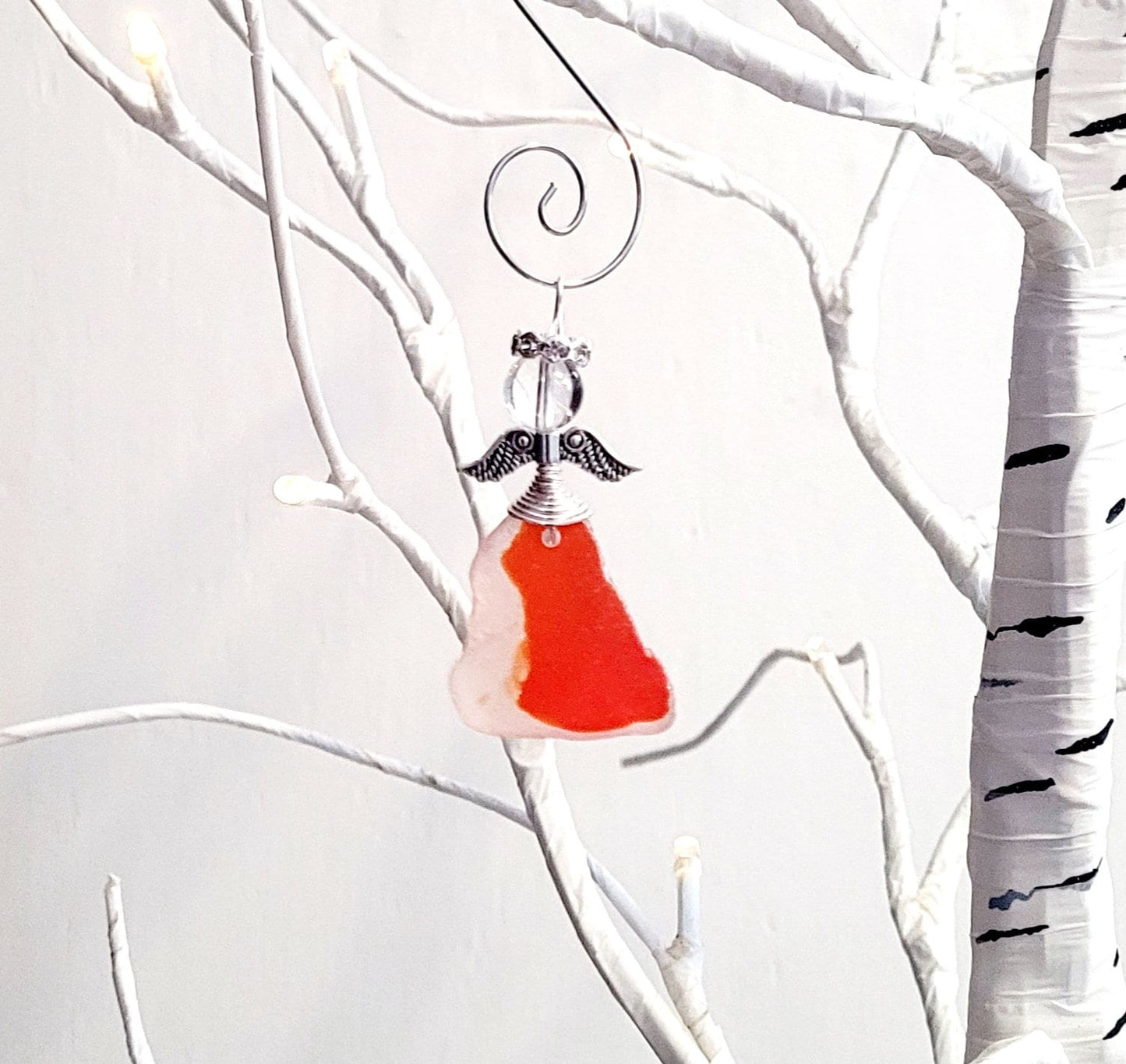 Genuine Sea Glass Angel/Red Sea Glass Sun Catcher/Angel Car Charm/Angel Pendant/193