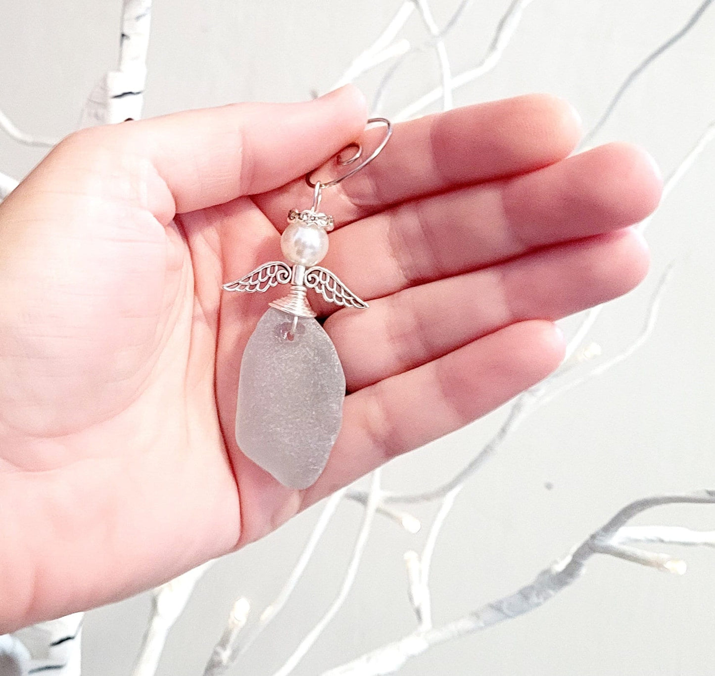 Genuine Sea Glass Angel Sun Catcher/Angel Car Charm/Angel Pendant/Angel Ornament/Get Well Gift/Religious Gift/Gift for Her/58