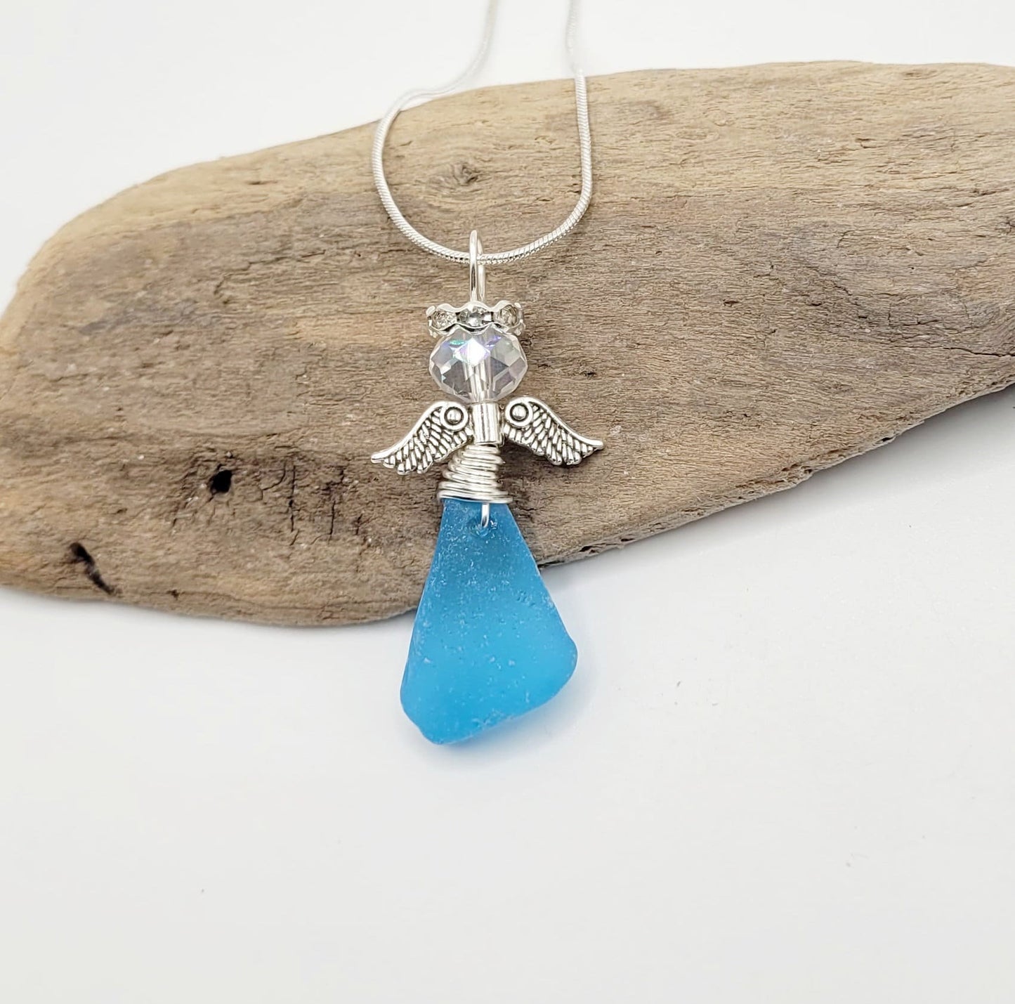 Genuine Sea Glass Angel Sun Catcher/Angel Car Charm/Angel Pendant/Angel Ornament/Angel Gift/Religious Gift/Gift for Her/Birthday Gift/183