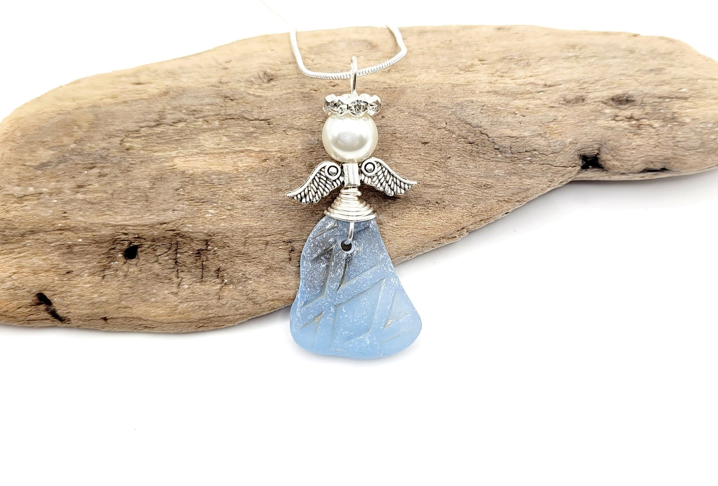 Genuine Sea Glass Angel Sun Catcher/Angel Car Charm/Angel Pendant/Angel Ornament/Angel Gift/Religious Gift/Gift for Her/Birthday Gift/87