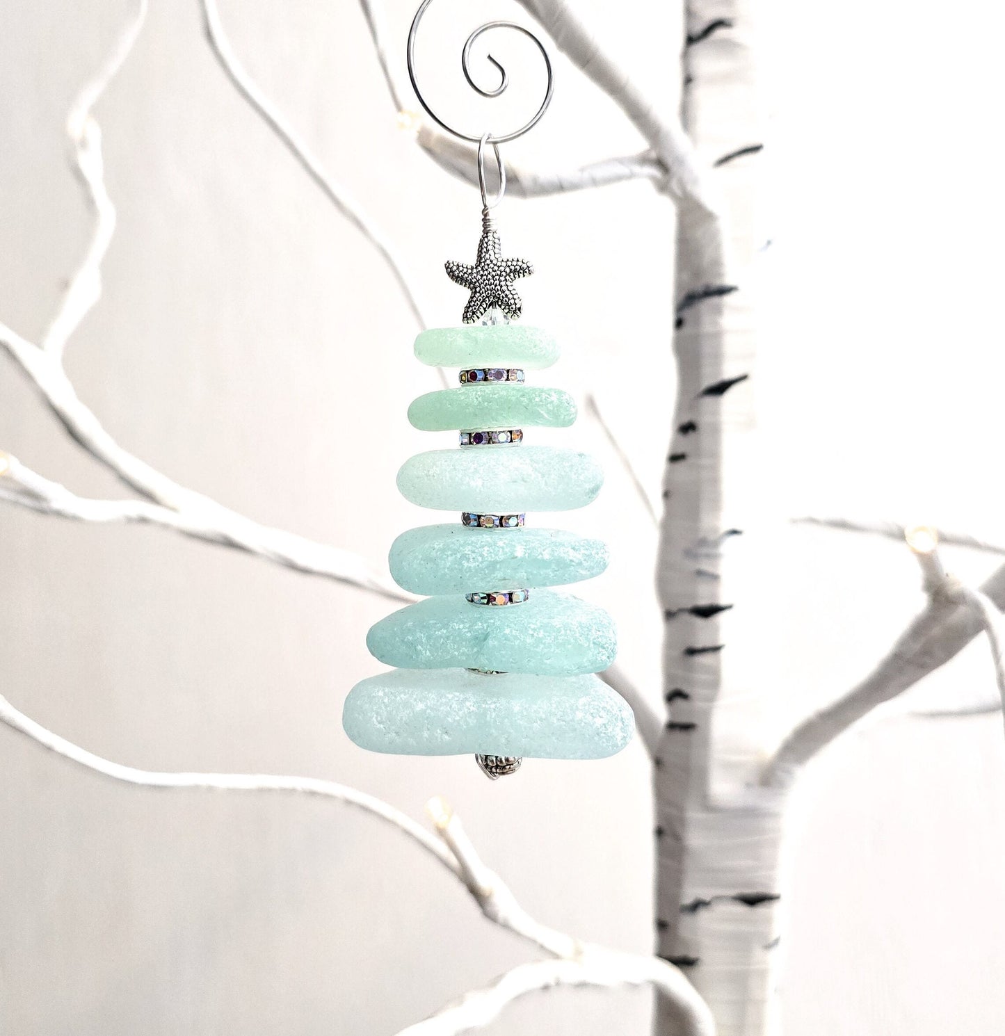 Sea Glass Christmas Tree Ornament/Sea Glass Pine Tree Ornament/Genuine Sea Glass Tree Ornament/300