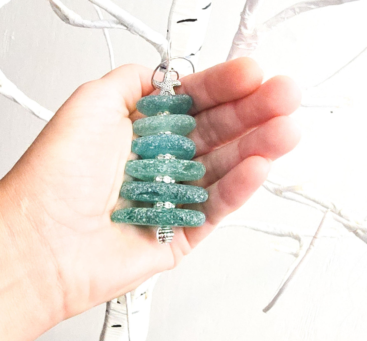 Sea Glass Christmas Tree Ornament/Sea Glass Pine Tree Ornament/Genuine Sea Glass Tree Ornament/301