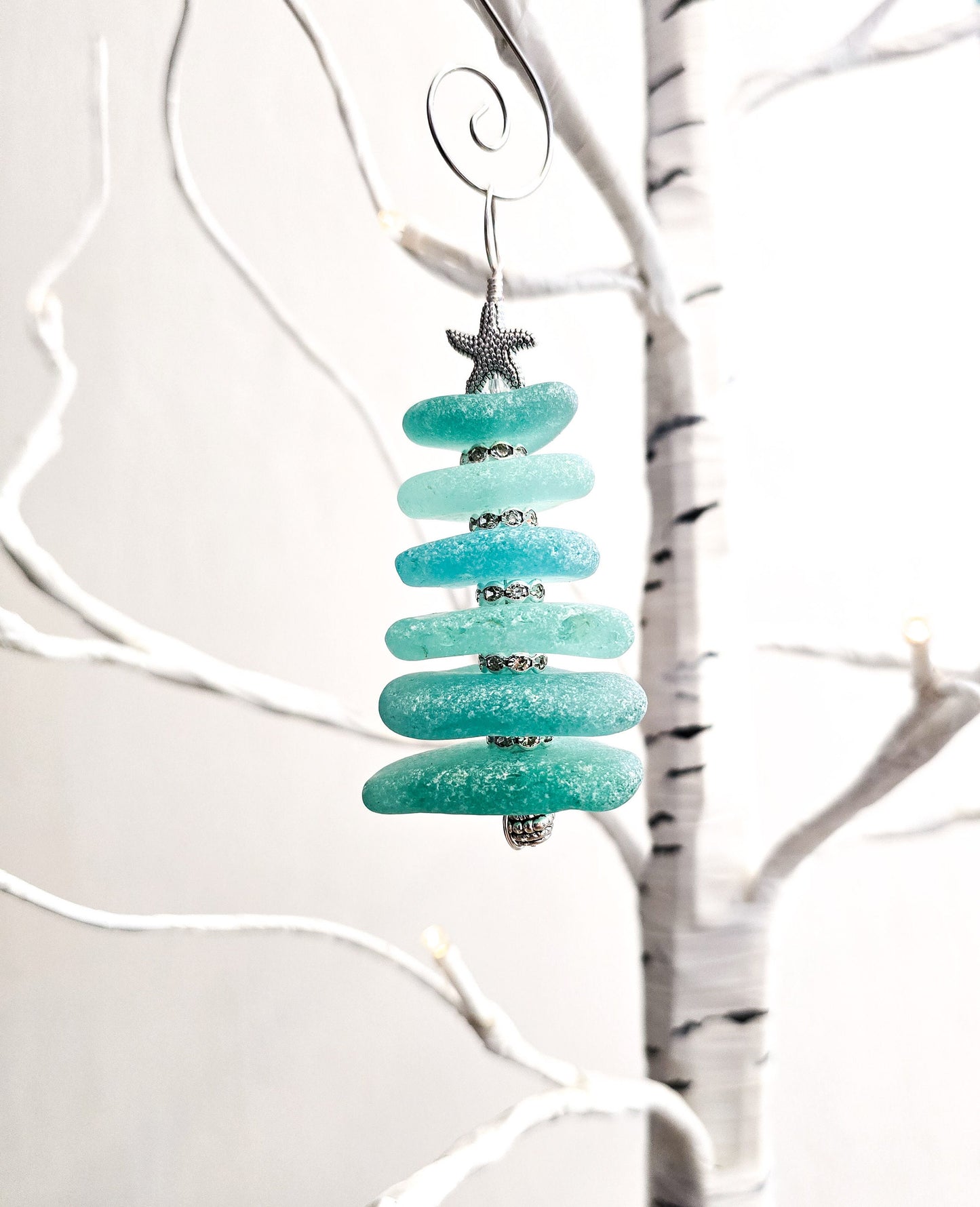 Sea Glass Christmas Tree Ornament/Sea Glass Pine Tree Ornament/Genuine Sea Glass Tree Ornament/301