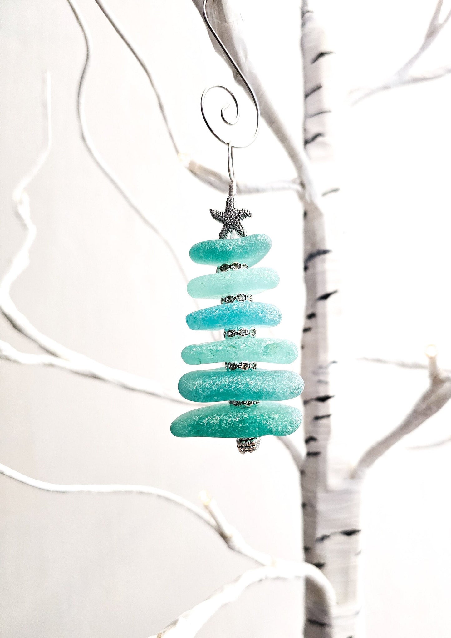 Sea Glass Christmas Tree Ornament/Sea Glass Pine Tree Ornament/Genuine Sea Glass Tree Ornament/301