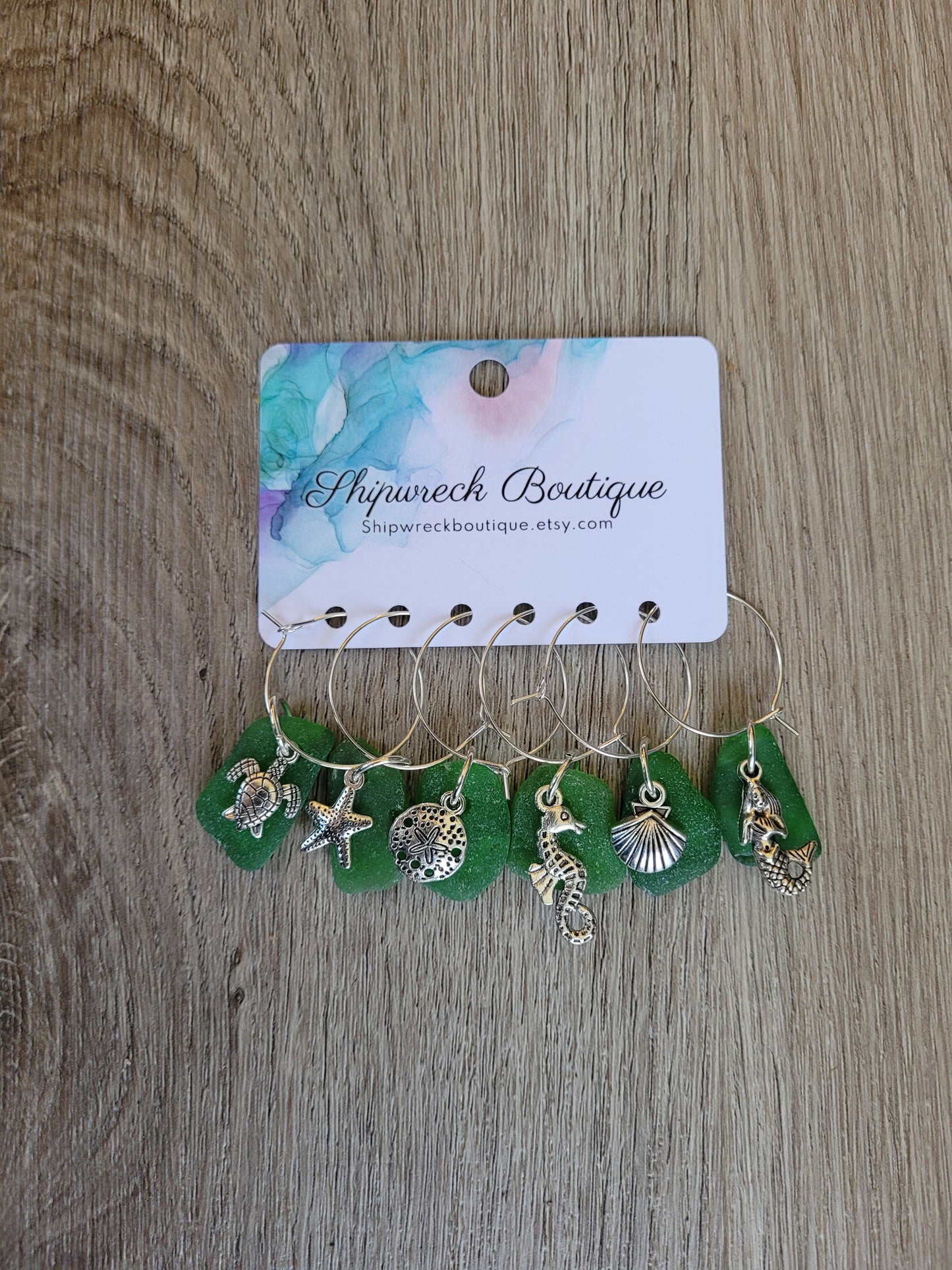 Genuine Sea Glass Wine Charms