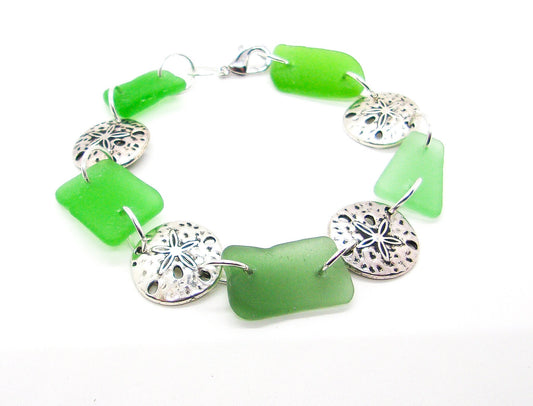 Sea Glass Bracelet/Genuine Sea Glass/Sea Glass Charm Bracelet/Green Beach Glass Bracelet/Lake Erie Beach Glass/Nautical Bracelet