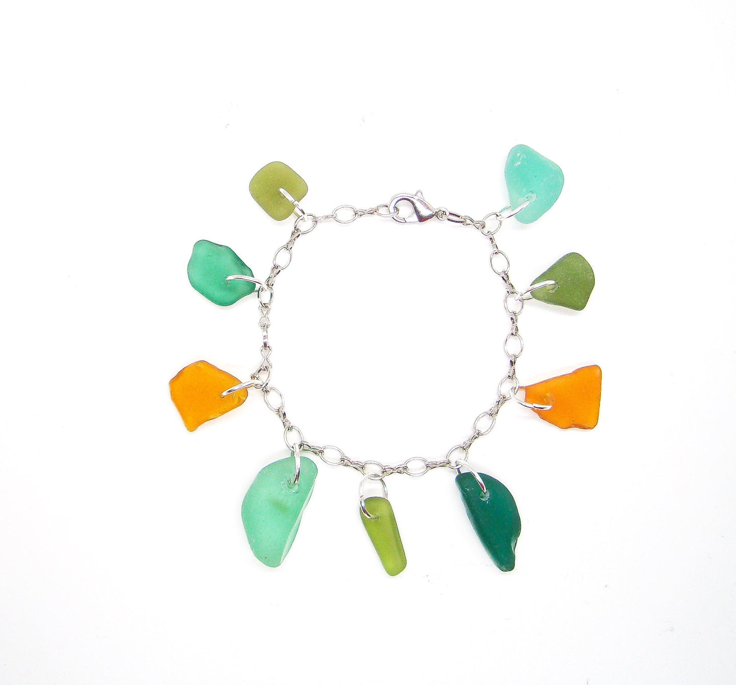 Sea Glass Bracelet/Genuine Sea Glass/Charm Bracelet/Authentic Sea Glass Bracelet/Beach Jewelry/Beach Necklace/Sea Glass Charms