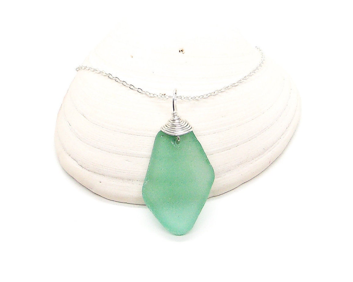 Genuine Sea Glass/Sea Glass Necklace/Sea Glass Pendant/Coastal Jewelry/Nautical Pendant/Genuine Sea Glass Jewelry/68