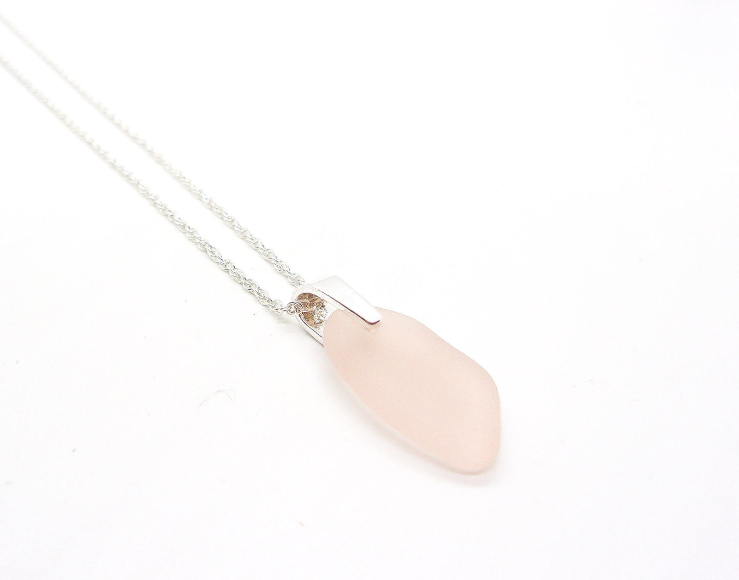 Genuine Sea Glass/Sea Glass and Sterling Silver Necklace/Pink Sea Glass Pendant/Mother's Day Gift/Genuine Sea Glass Jewelry/47