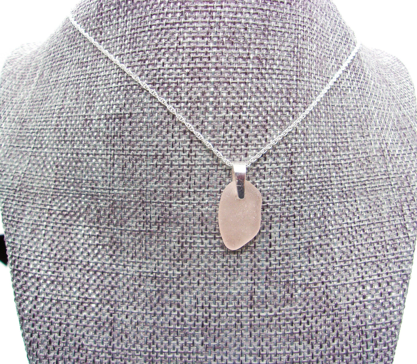 Genuine Sea Glass/Sea Glass and Sterling Silver Necklace/Pink Sea Glass Pendant/Mother's Day Gift/Genuine Sea Glass Jewelry/47