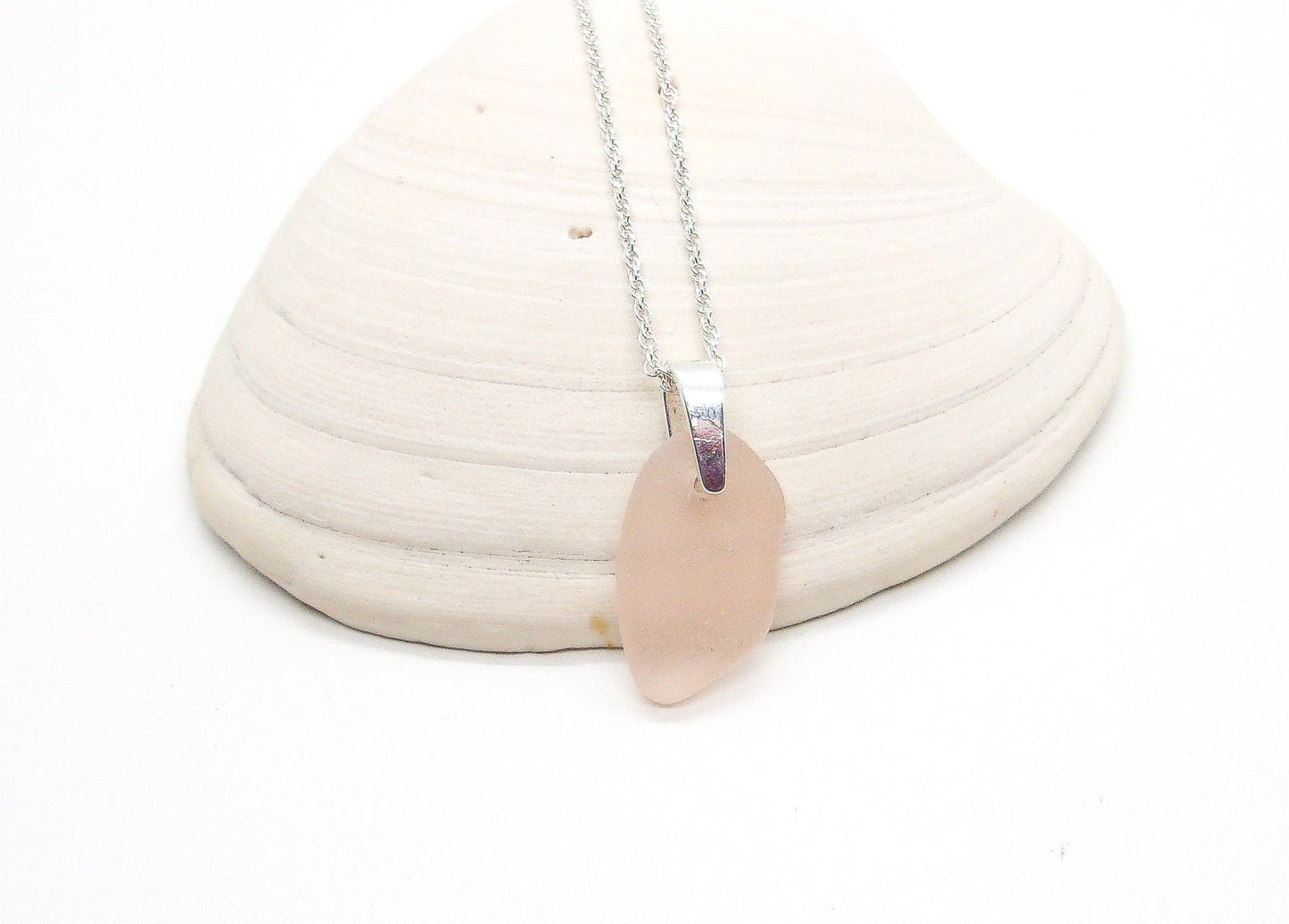 Genuine Sea Glass/Sea Glass and Sterling Silver Necklace/Pink Sea Glass Pendant/Mother's Day Gift/Genuine Sea Glass Jewelry/47