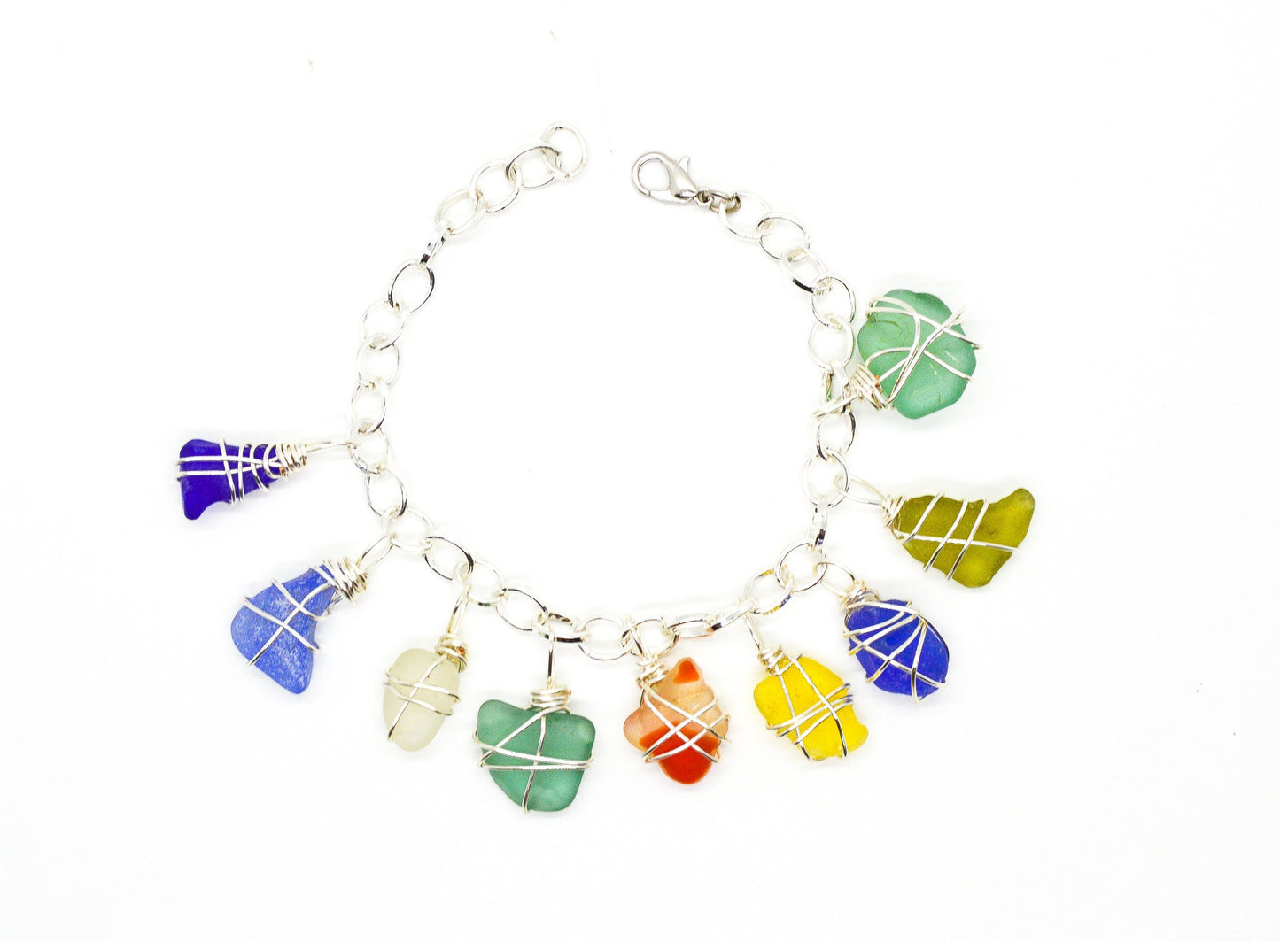 Sea Glass Bracelet/Genuine Sea Glass/ Charm Bracelet/Gift for Her/Unique Gift/Nautical Bracelet/Mermaid Tears/Authentic Beach glass