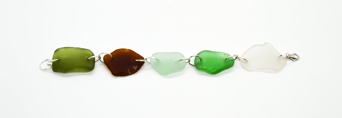 Sea Glass Bracelet/Genuine Sea Glass/Sea Glass Charm Bracelet/Beach Glass Bracelet/Lake Erie Beach Glass/Nautical Bracelet