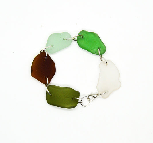 Sea Glass Bracelet/Genuine Sea Glass/Sea Glass Charm Bracelet/Beach Glass Bracelet/Lake Erie Beach Glass/Nautical Bracelet