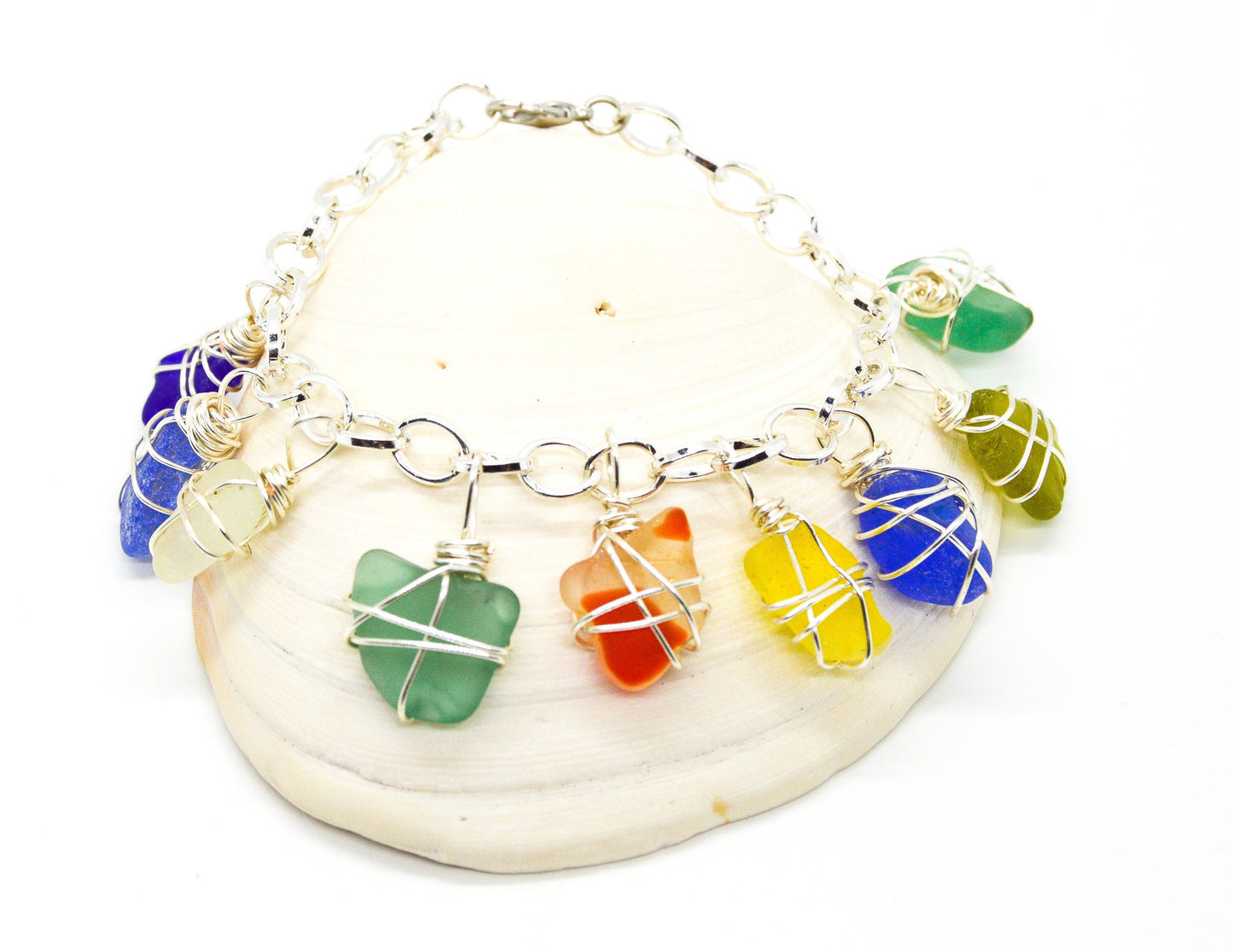 Sea Glass Bracelet/Genuine Sea Glass/ Charm Bracelet/Gift for Her/Unique Gift/Nautical Bracelet/Mermaid Tears/Authentic Beach glass