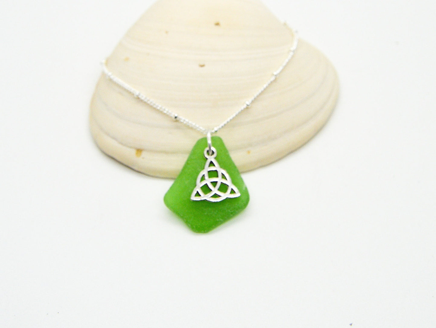 Sea Glass Necklace/St. Patrick's Day Necklace/Celtic Knot Necklace/Genuine Sea Glass/Irish Necklace/Good Luck Charm/Made to Order