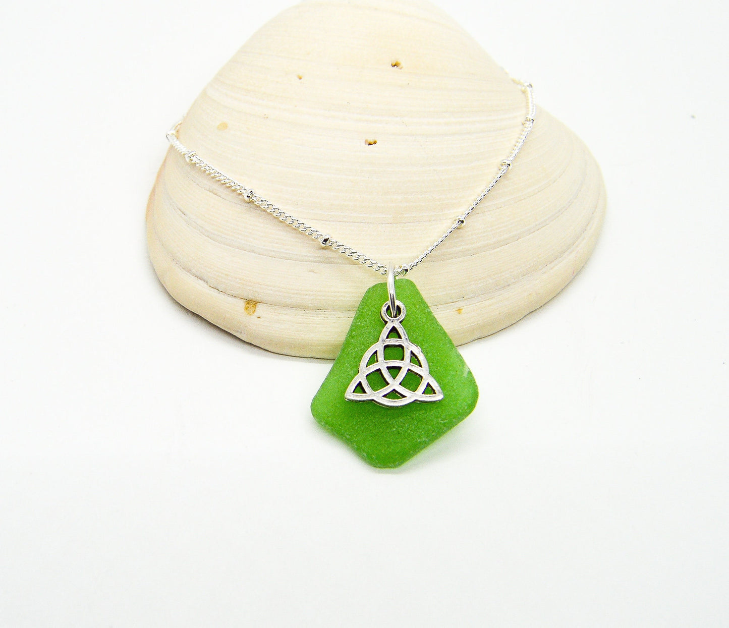 Sea Glass Necklace/St. Patrick's Day Necklace/Celtic Knot Necklace/Genuine Sea Glass/Irish Necklace/Good Luck Charm/Made to Order