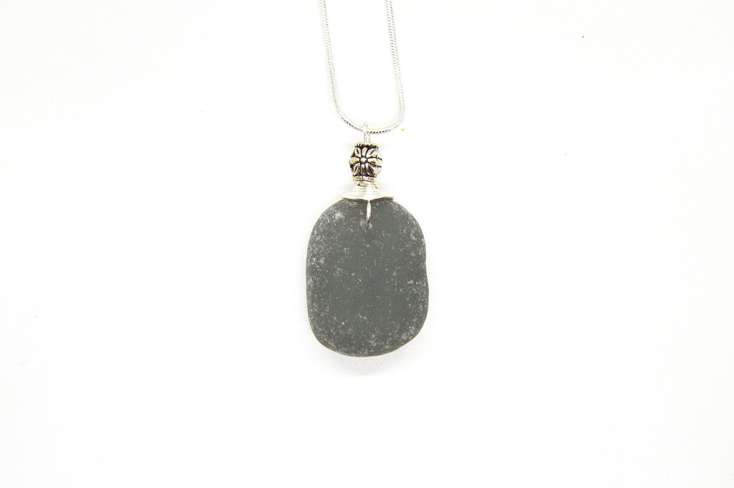 Genuine Gray Sea Glass Pendant/Gray Sea Glass Gift/Coastal Jewelry/Nautical Pendant/Sea Glass Jewelry/32