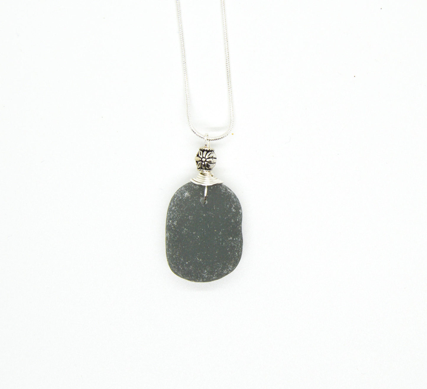 Genuine Gray Sea Glass Pendant/Gray Sea Glass Gift/Coastal Jewelry/Nautical Pendant/Sea Glass Jewelry/32