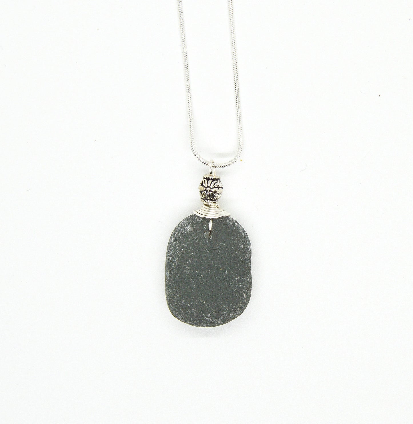 Genuine Gray Sea Glass Pendant/Gray Sea Glass Gift/Coastal Jewelry/Nautical Pendant/Sea Glass Jewelry/32