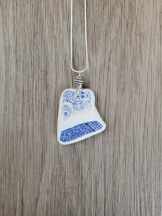 Genuine Sea Pottery Pendant Beach Ceramic Necklace Beach Ceramic Charm Unique Gift Blue Sea Pottery Sea Pottery Necklace/8d