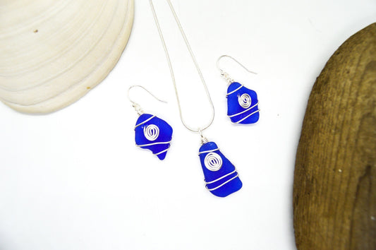 Genuine Sea Glass/Sea Glass Jewelry/Cobalt Blue Sea Glass/Sea Glass Earrings/Sterling Silver Sea Glass/Nautical Earrings/24