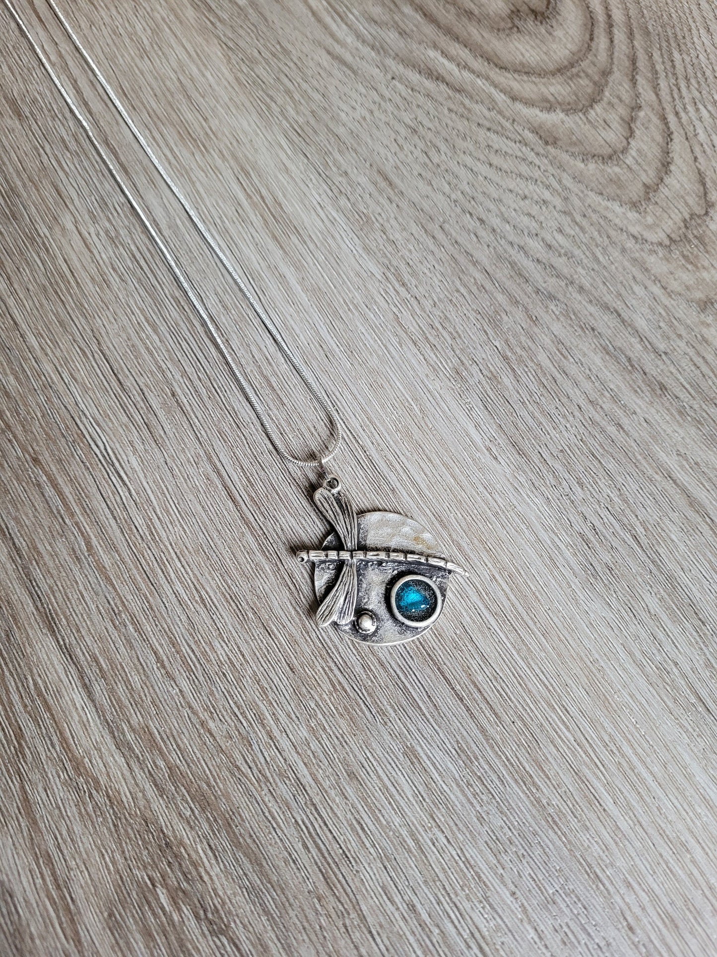 Dragonfly Necklace/Resin and Glass Necklace/Beach Necklace/Unique Gift